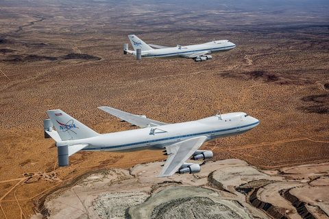 NASA's Shuttle Carrier Aircraft 905 (front) and 911 (rear).jpg