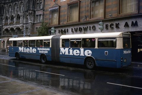 Marienplatz Munich Germany Articulated Bus 1970s.jpg