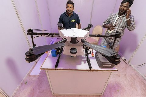 An Agriculture Sprayer UAV displayed at Amaravati Drone Summit by Aries Agro Ltd. (01).jpg