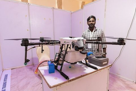 An Agriculture Sprayer UAV displayed at Amaravati Drone Summit by Aries Agro Ltd. (06).jpg