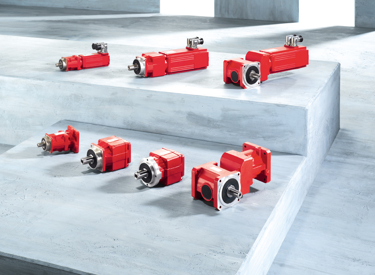 A servo motor coupled to a planetary reduction gearbox