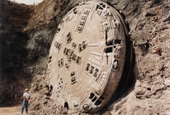 Main Beam Tunnel Boring Machine: An open hard-rock tunnel boring machine that clamps itself to the tunnel walls