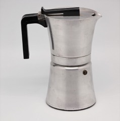 Moka Pot: Stovetop aluminum pot that brews espresso-style coffee by steam pressure
