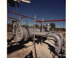 Pipeline Pig Receiver: Barrel and valves that capture a cleaning pig at the end of a pipeline run