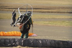 Powered Paraglider: Paraglider wing with a backpack motor for foot-launched flight