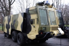 Riot Control Vehicle: Armored vehicle with water cannon for crowd dispersal