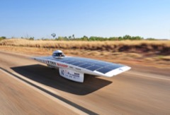 Solar Car: Experimental vehicle powered by photovoltaic panels charging its batteries