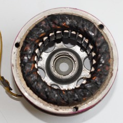 Stator Assembly: Stationary part of an electric motor: a slotted laminated core wound with copper coils that produce