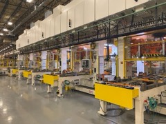 Tandem Press Line: Sequence of presses passing large panels from station to station