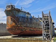Tank Barge: Flat barge with tanks for transporting liquid bulk on rivers