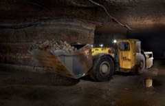 Underground LHD Loader: Low-profile load-haul-dump loader that mucks ore in underground mines